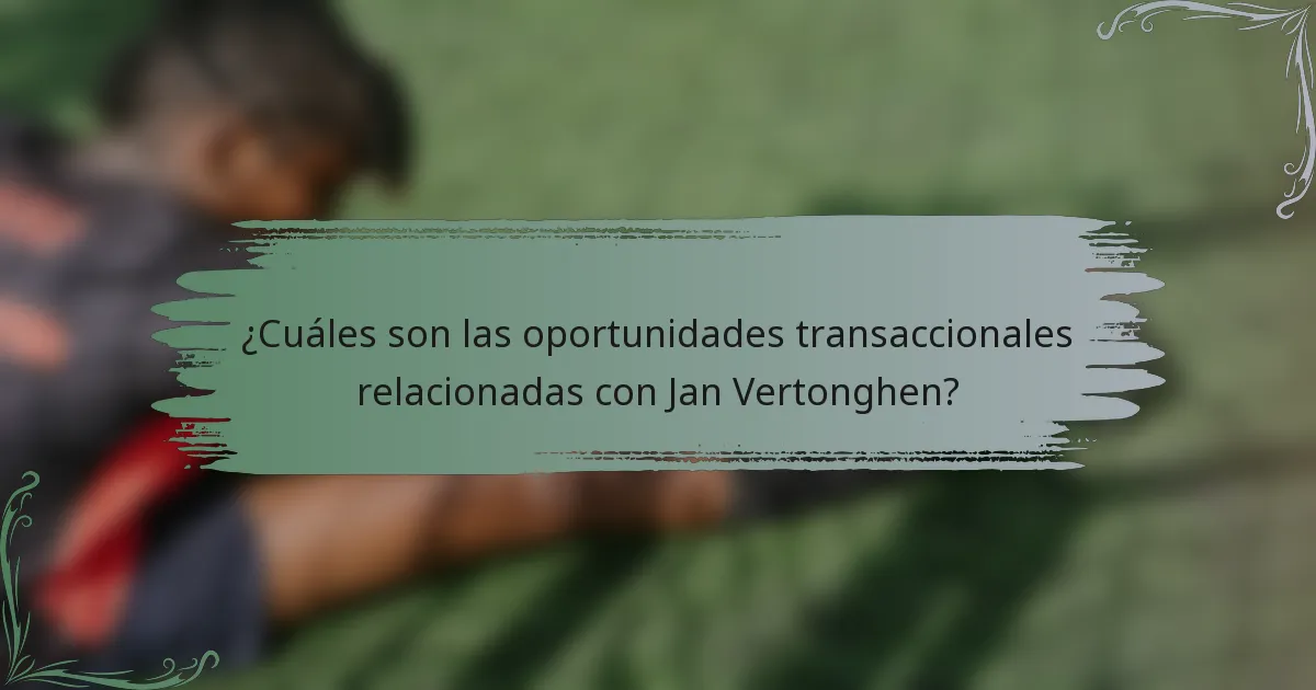 ¿Cuáles son las oportunidades transaccionales relacionadas con Jan Vertonghen?