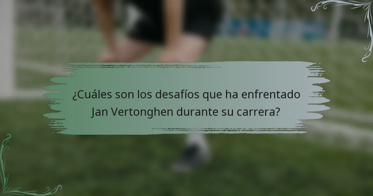 ¿Cuáles son los desafíos que ha enfrentado Jan Vertonghen durante su carrera?
