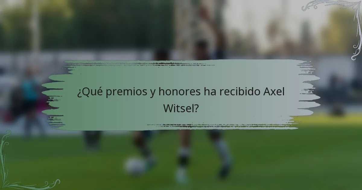 ¿Qué premios y honores ha recibido Axel Witsel?
